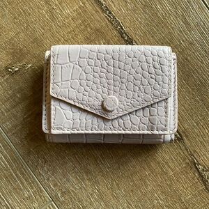 Hyer Goods mini trifold wallet in croc embossed leather
